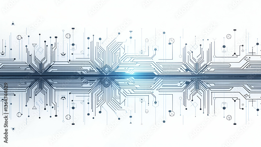 Poster innovative flat tile design: blending digital circuit textures with abstract schematics for modern t