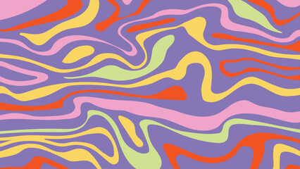 70s color background vector. Retro wall decoration, groovy, trippy, geometric shape. Vintage hippie wall art for interior, decorative, banner, cover, card.