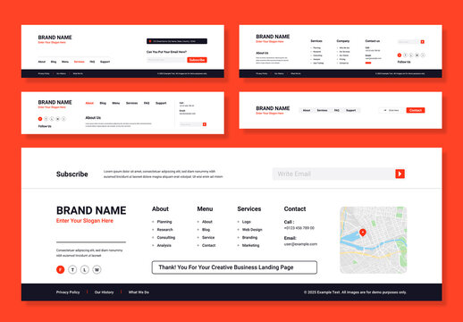 Modern Website Footer UI Design Template for Web Projects