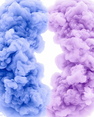 Fototapeta premium Abstract pastel blue and purple ink swirls on white