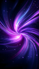 Abstract swirling purple and blue light streaks on dark background
