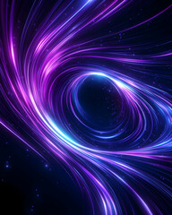 Abstract swirling vortex of vibrant purple and blue light