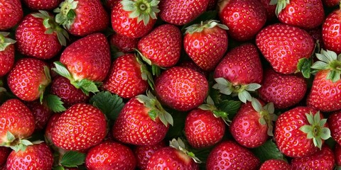 Fresh, Juicy Strawberries Background. Perfect for Summer, Healthy Lifestyle, Food Blog, and Recipes