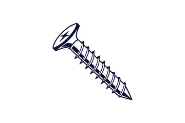 Minimalist vector illustration of a screw with a single thread line