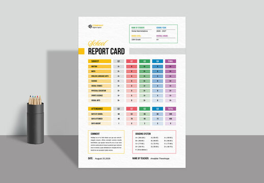 School Report Card Template Layout