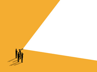 Businessman leader banner holding binoculars with broad vision