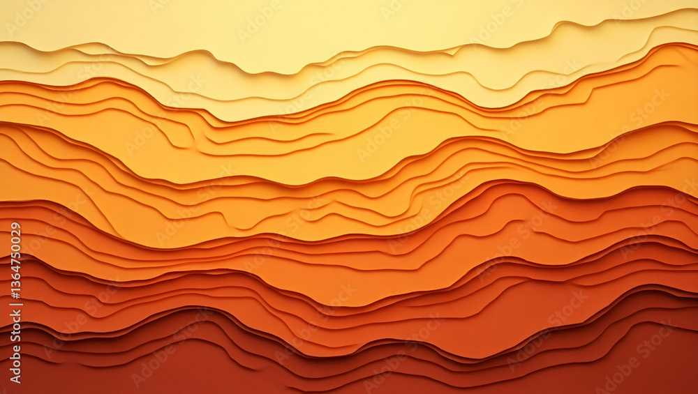 Poster stunning abstract topographic pattern with layered paper texture in warm hues - perfect for artistic