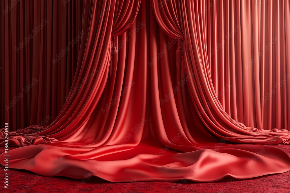 Poster red curtains and fabric stage backdrop display or presentation