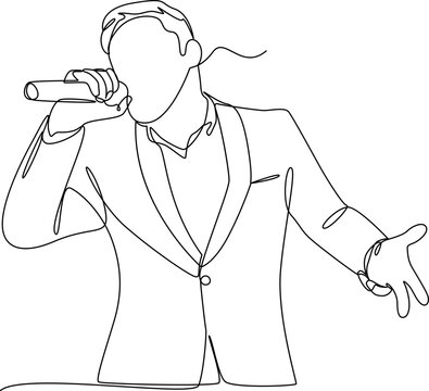 line art singer performing with microphone clip art preview