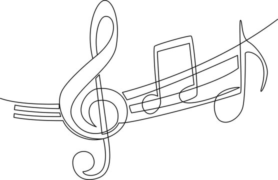 black line art music notes and clef clip art preview