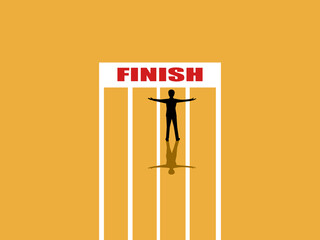 man on the finish line, competition, victory