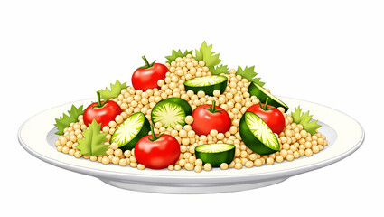 Quinoa Salad with Colorful Vegetables: Hand-Drawn Watercolor Clipart for Nursery Art - Perfect for Showcasing Healthy Ingredients in a Stock Photo Concept with Space for Customization