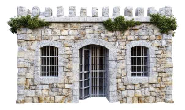 Historic stone prison urban setting architectural structure outdoors cut out