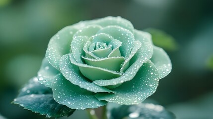 Lush green rosette-shaped plant with dewdrops symbolizing renewal and nature’s beauty

