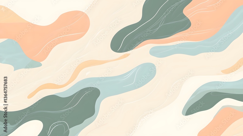 Poster soft abstract pattern, flowing pastel colors with subtle curves, perfect for backgrounds or creative