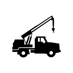 Small tow truck icon silhouette on white background