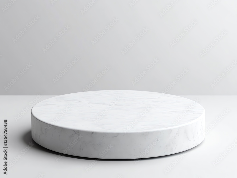 Poster isolated round marble podium with simple white background for display