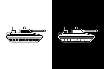 Minimalist Military Tank Silhouette Icon Crisp Vector Graphic.