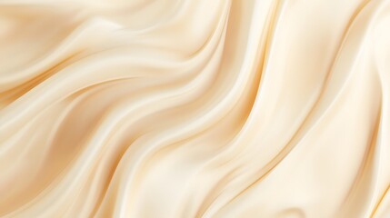Soft creamy silk fabric draped elegantly, smooth texture and subtle sheen, perfect for luxurious fashion or decor designs.