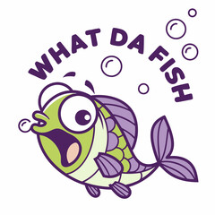 Surprised Cartoon Fish Character Saying 