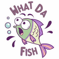 Cute Cartoon Fish Character Saying 