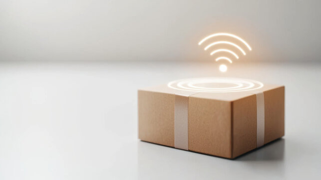 Smart sensor on delivery package sending signal to system