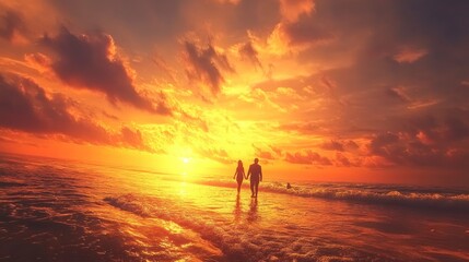 Fototapeta premium Sunset Beach Walk
