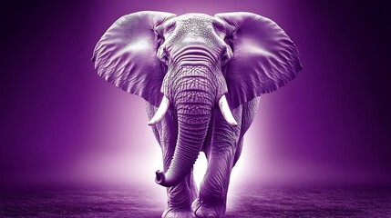 Purple Elephant Walking Forward.