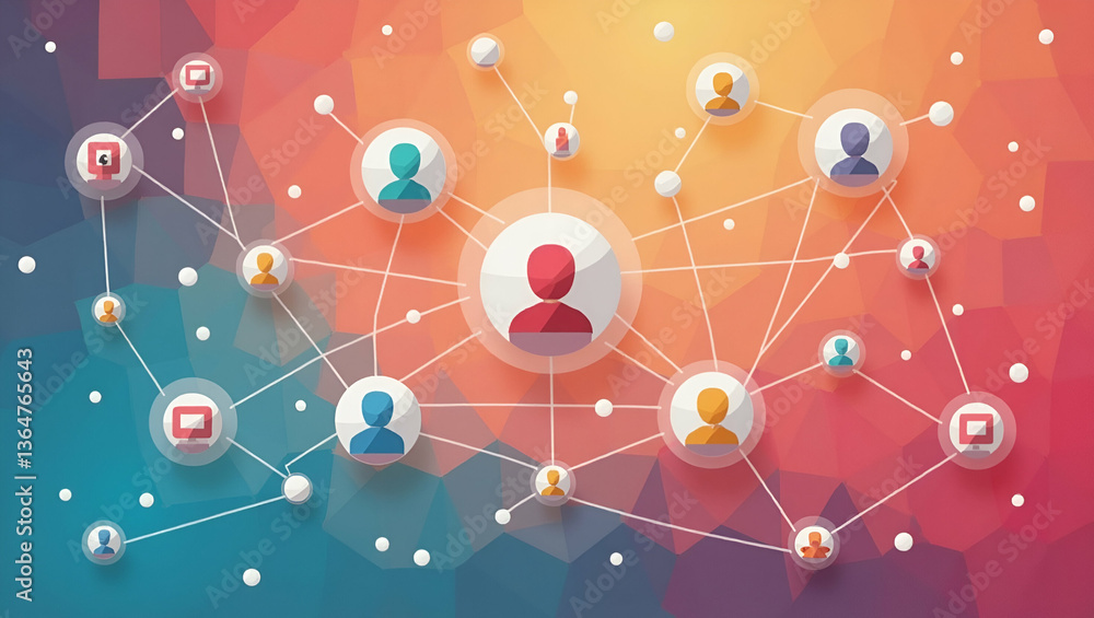 Poster flat color abstract social network connection banner background concept concept as abstract design r