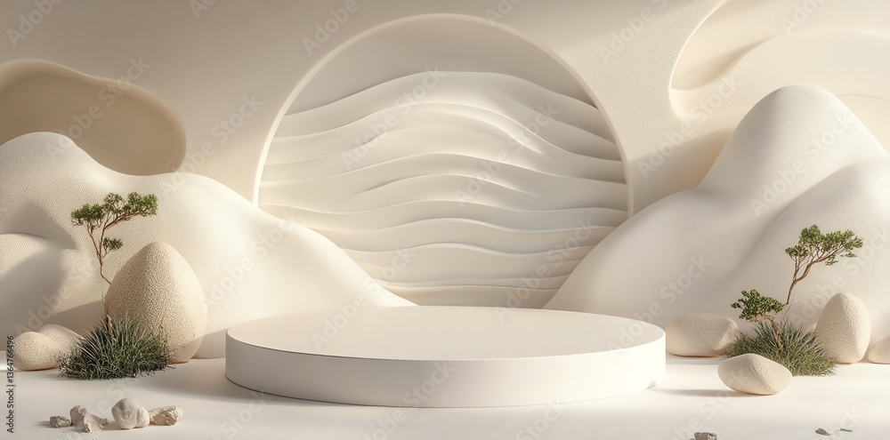 Poster Abstract Product Display Podium with Decorative Elements and Soft Light