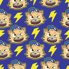 Grumpy Cat and Lightning Strikes Seamless Pattern