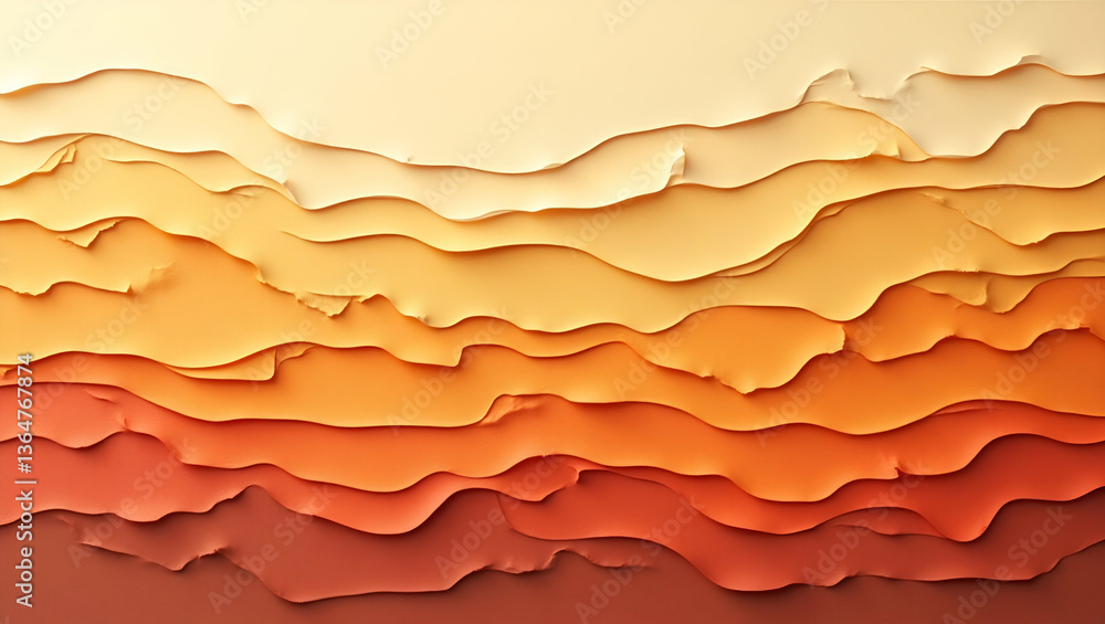 Poster abstract topographic pattern with layered paper texture in warm hues for artistic backgrounds