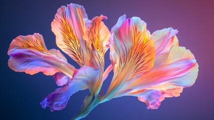 Vibrant Iris Petals in Neon Light