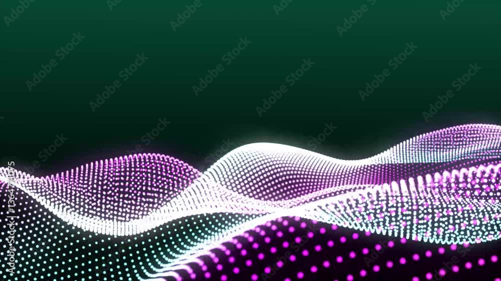 Poster abstract backgrounds with digital white dot wave animation. looping animated background made from tr
