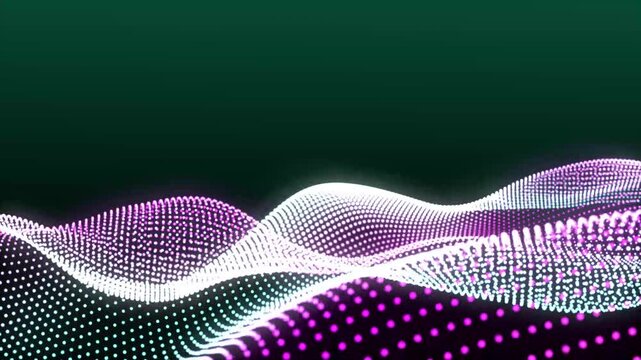 Abstract backgrounds with digital white dot wave animation. Looping animated background made from trapcode form