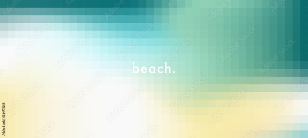 Poster abstract pixel art seaside, beach gradient background. pixelated ocean landscape top view. sea wave 