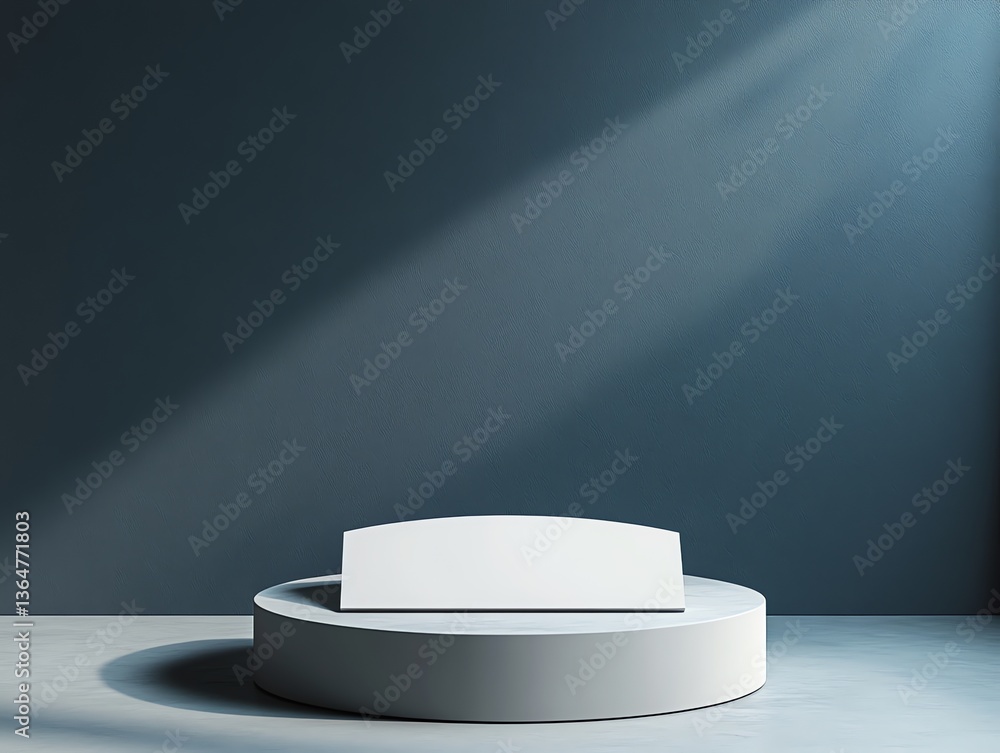 Poster clean product display stand on round platform with dramatic lighting