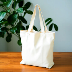 White Cotton eco friendly tote bag , Templat.Mockup.