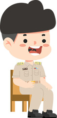 Boy teacher is sitting on a chair cartoon