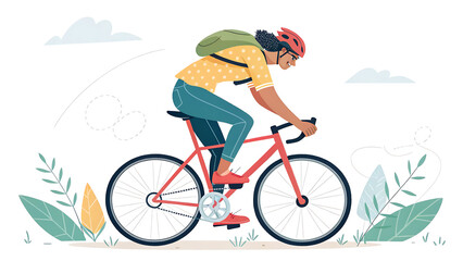 Obraz premium person riding a bicycle vector illustration on white background