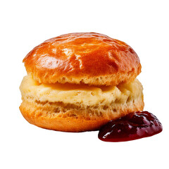 A buttery scone with jam on the side.