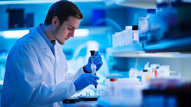 A geneticist developing gene therapies for cancer treatment, high-tech lab with real-time gene editing and cancer cell culture analysis, Scientific style