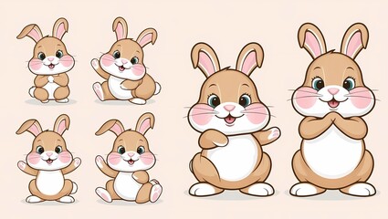 Fototapeta premium Easter bunny clip art chubby cheeks