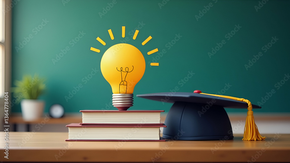 Aufkleber innovative education: exploring knowledge concepts in science and mathematics with graduation cap an