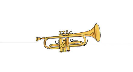 Obraz premium Brass trumpet illustration on a white background, vector 