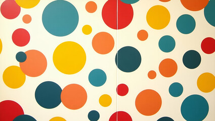 Vibrant Retro Pop Art Circle Tile Pattern: Bold Primary Colors on White for Playful Vintage Flair - Perfect for Fun Brand Visuals and Seamless Design Concepts