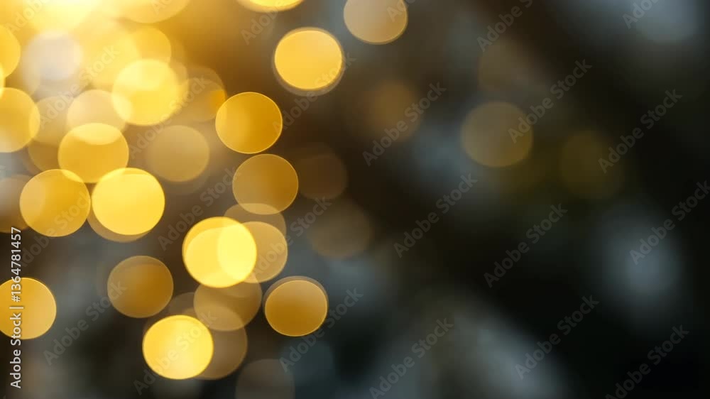 Poster abstract bokeh background with glowing golden yellow circles on dark backdrop