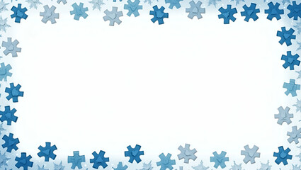 World Autism Awareness Day: Blue and White Stars with Puzzle Pieces Border for Awareness Text