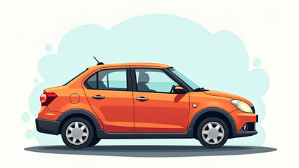 Vibrant Cartoon Car Sedan Illustration for Children's Media - Playful Design Perfect for Creative Automotive Projects with Empty Space on the Left Side for Customization