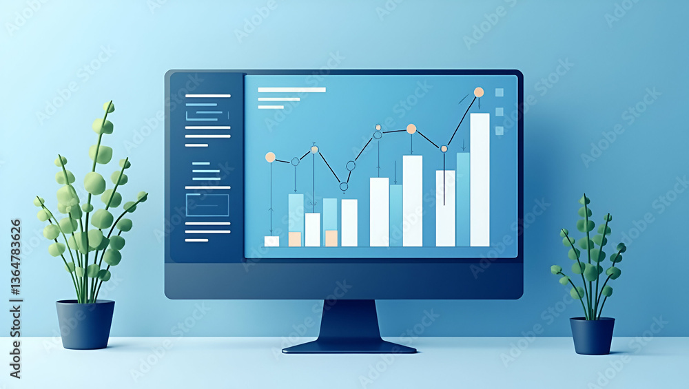 Poster business analytics dashboard: flat vector design for finance & investment planning - monitor data in